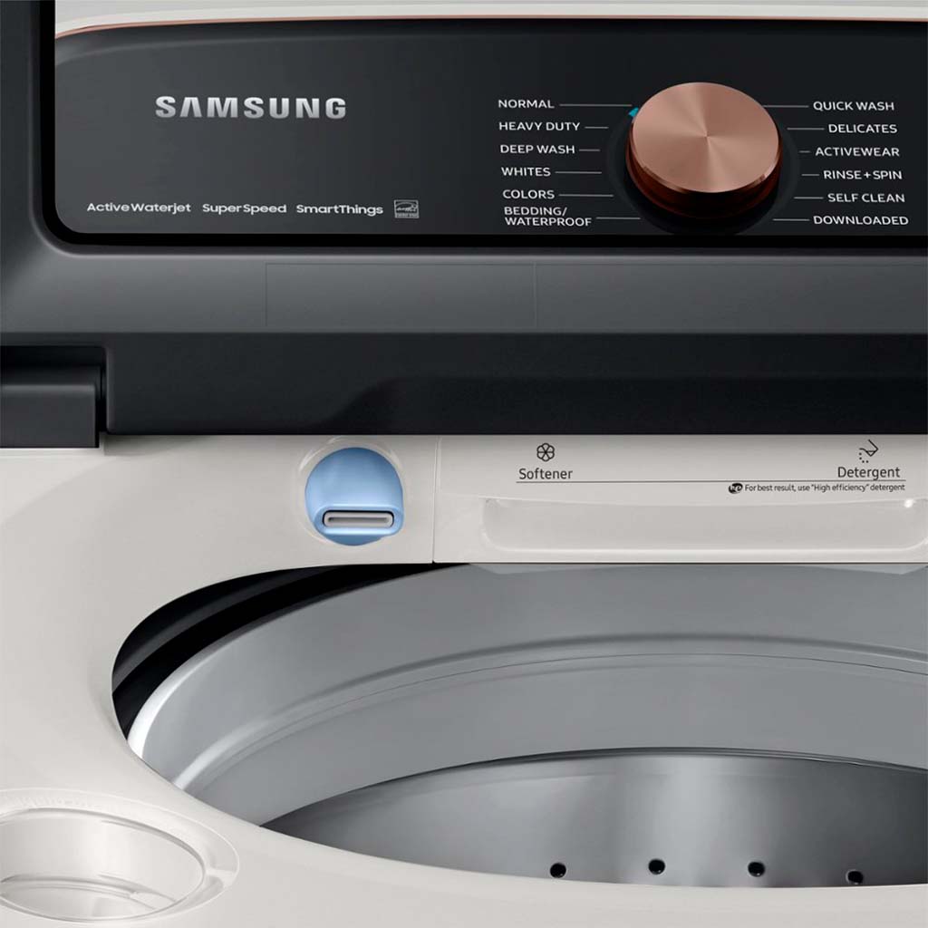 Samsung - 5.5 Cu. Ft. High-Efficiency Smart Top Load Washer With Super Speed Wash - Ivory