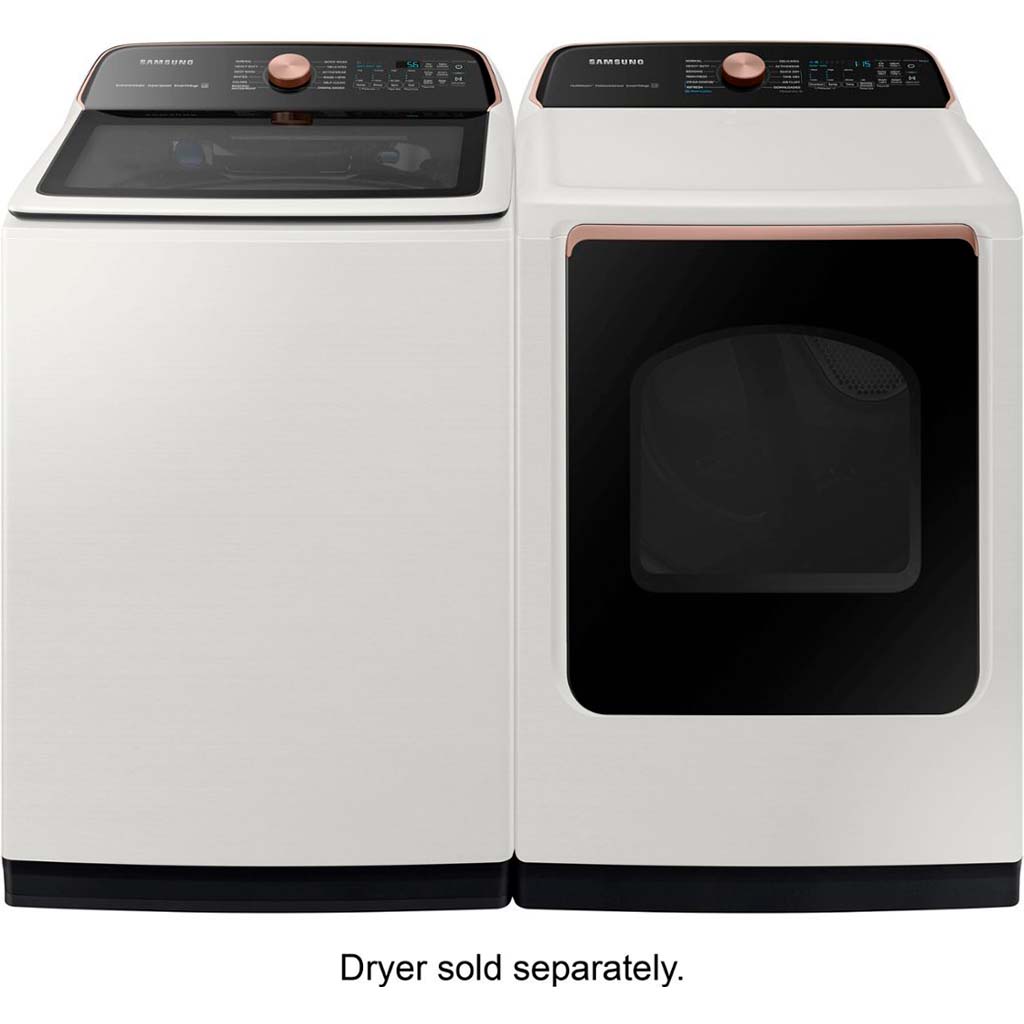 Samsung - 5.5 Cu. Ft. High-Efficiency Smart Top Load Washer With Super Speed Wash - Ivory