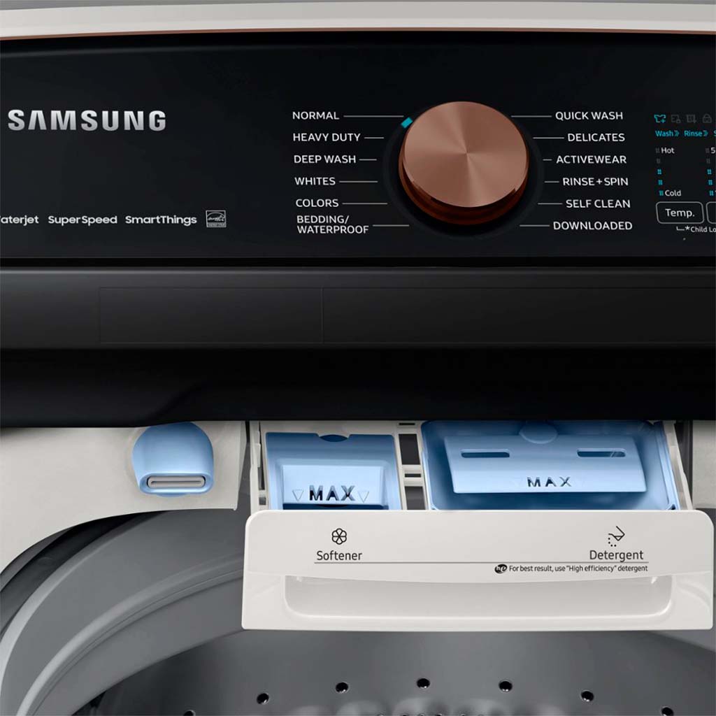 Samsung - 5.5 Cu. Ft. High-Efficiency Smart Top Load Washer With Super Speed Wash - Ivory